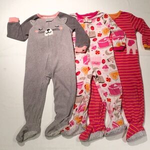 Bundle of 3 Carter's Footed Onesies PJs 24M